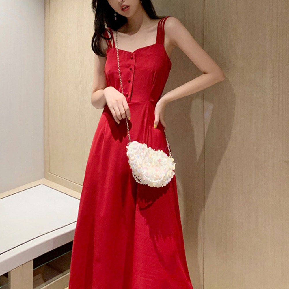 Effortlessly Stylish Long Skirt Suspender Dress Perfect for Day Outing - Picture 13 of 30