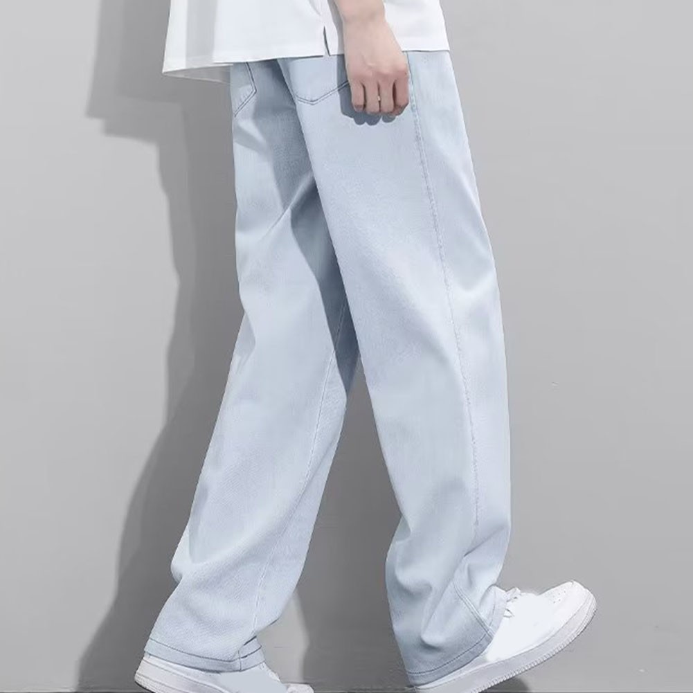 Everyday Casual Trousers for Men in Thin Straight Style with Drawstring - Picture 16 of 32