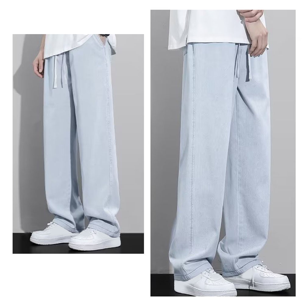 Everyday Casual Trousers for Men in Thin Straight Style with Drawstring - Picture 15 of 32