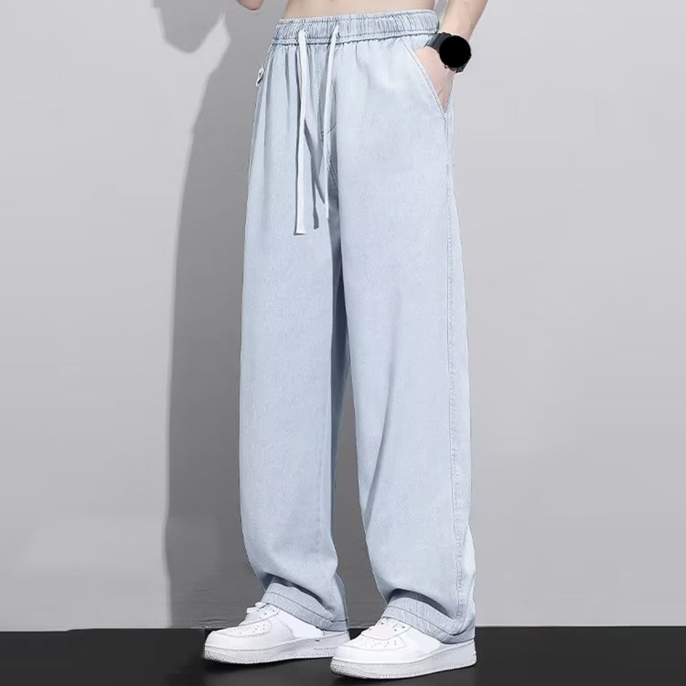 Everyday Casual Trousers for Men in Thin Straight Style with Drawstring - Picture 14 of 32