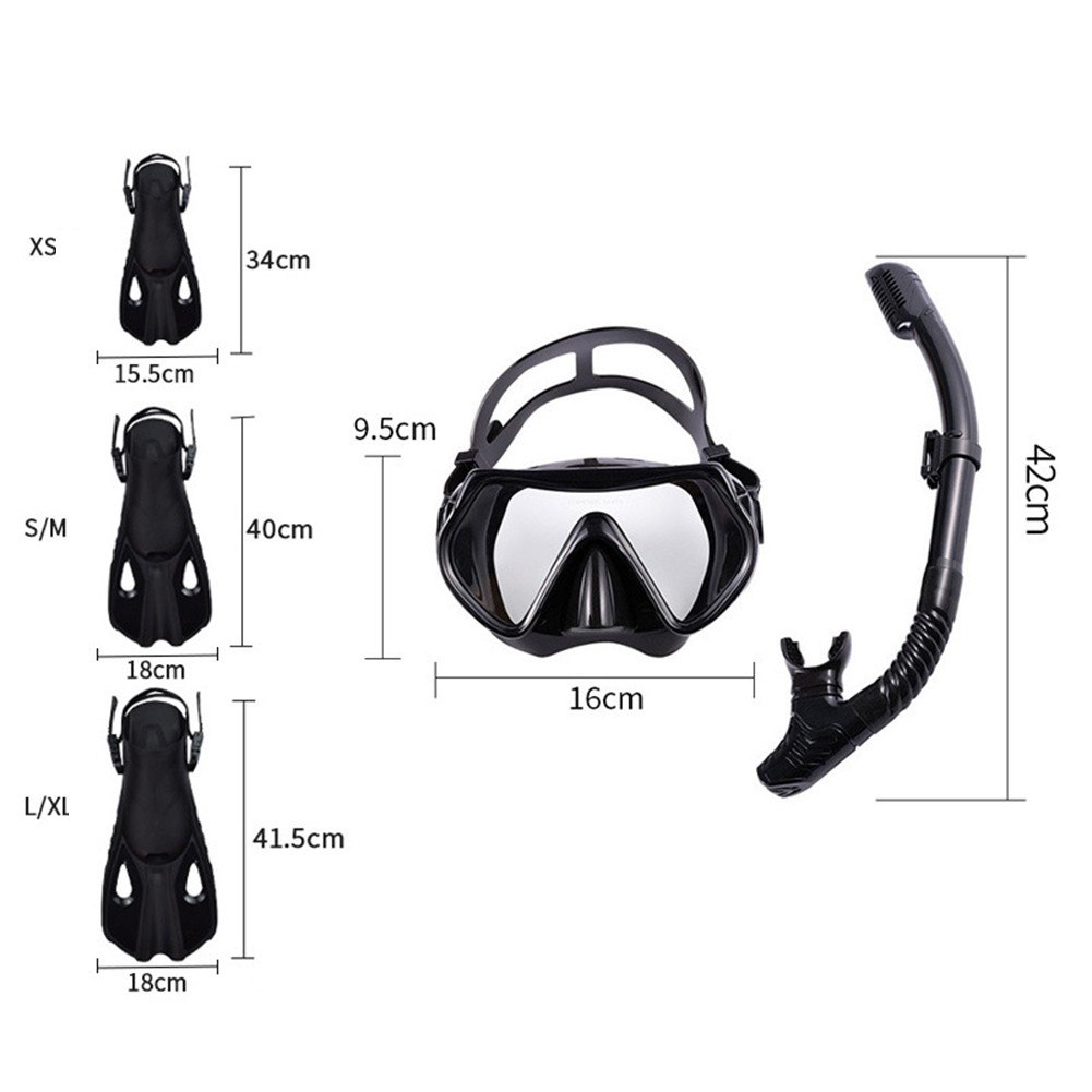 Complete Underwater Adventure Set Adjustable Mask with Safe Snorkel and Fins - Picture 14 of 65
