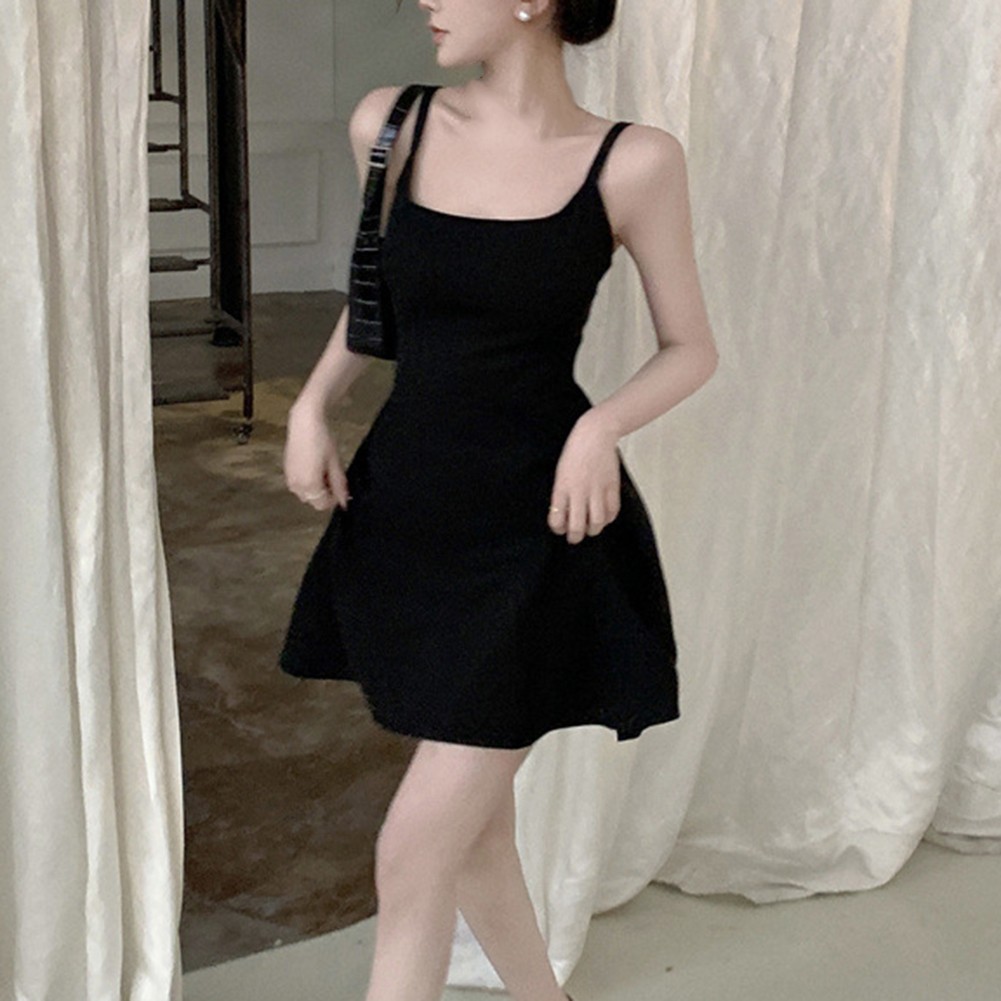Ganzjahres Damen Strapskleid mit eckigem Ausschnitt im trendigen Retro Design - Bild 18 von 42
