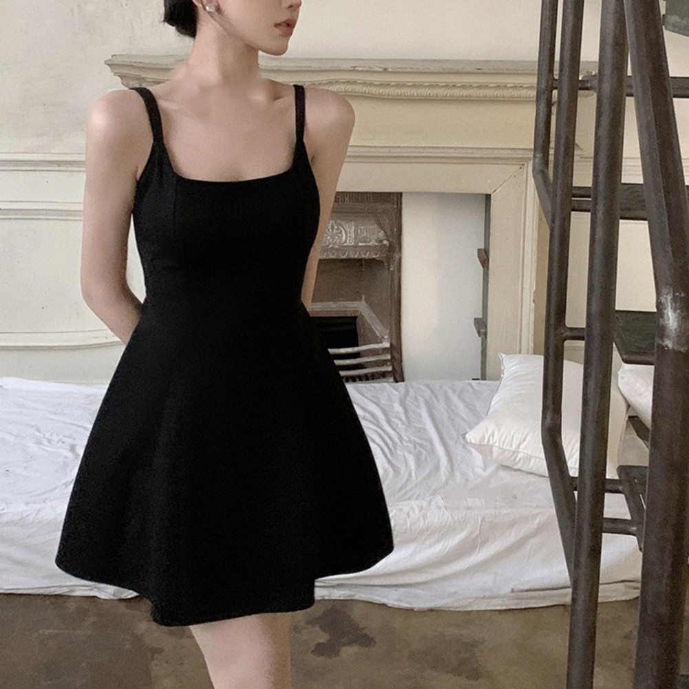 Ganzjahres Damen Strapskleid mit eckigem Ausschnitt im trendigen Retro Design - Bild 16 von 42