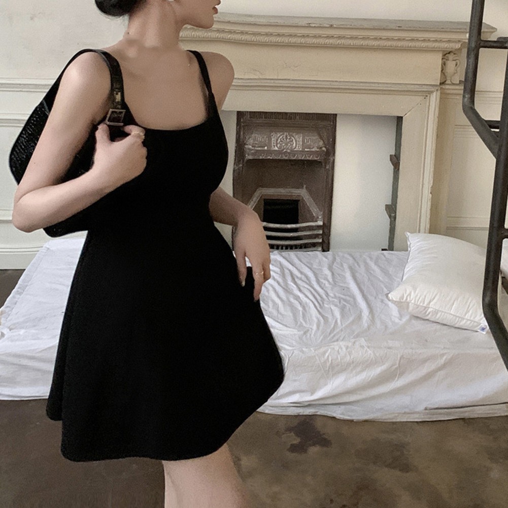 Ganzjahres Damen Strapskleid mit eckigem Ausschnitt im trendigen Retro Design - Bild 15 von 42