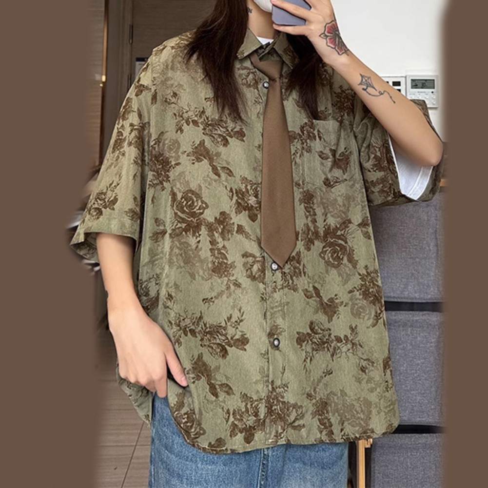 Stylisches geblümtes Herrenhemd halbarm perfekt für Pendeln und Freizeit - Bild 21 von 57