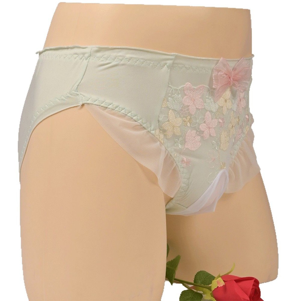 Gentlemen's Sissy Midrise Briefs adorned with Flowers and Soft Lace Material - Picture 20 of 20