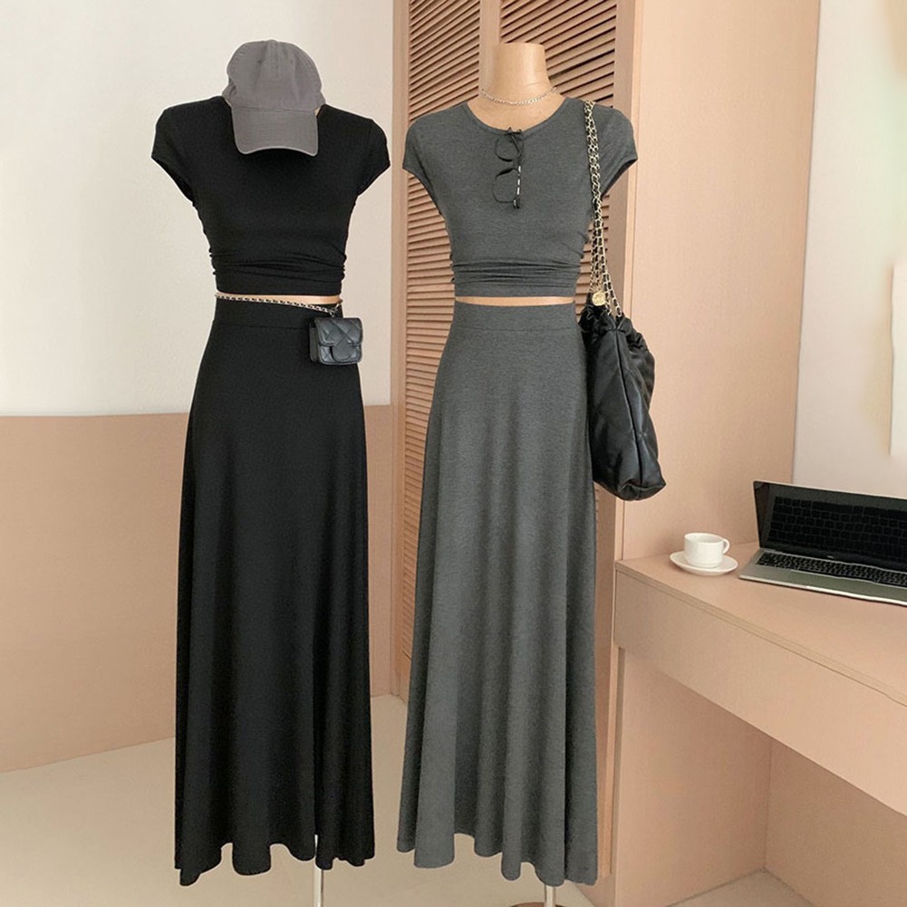 Minimalist Womens Suit featuring Slim Fit T Shirt and Skirt for Casual
