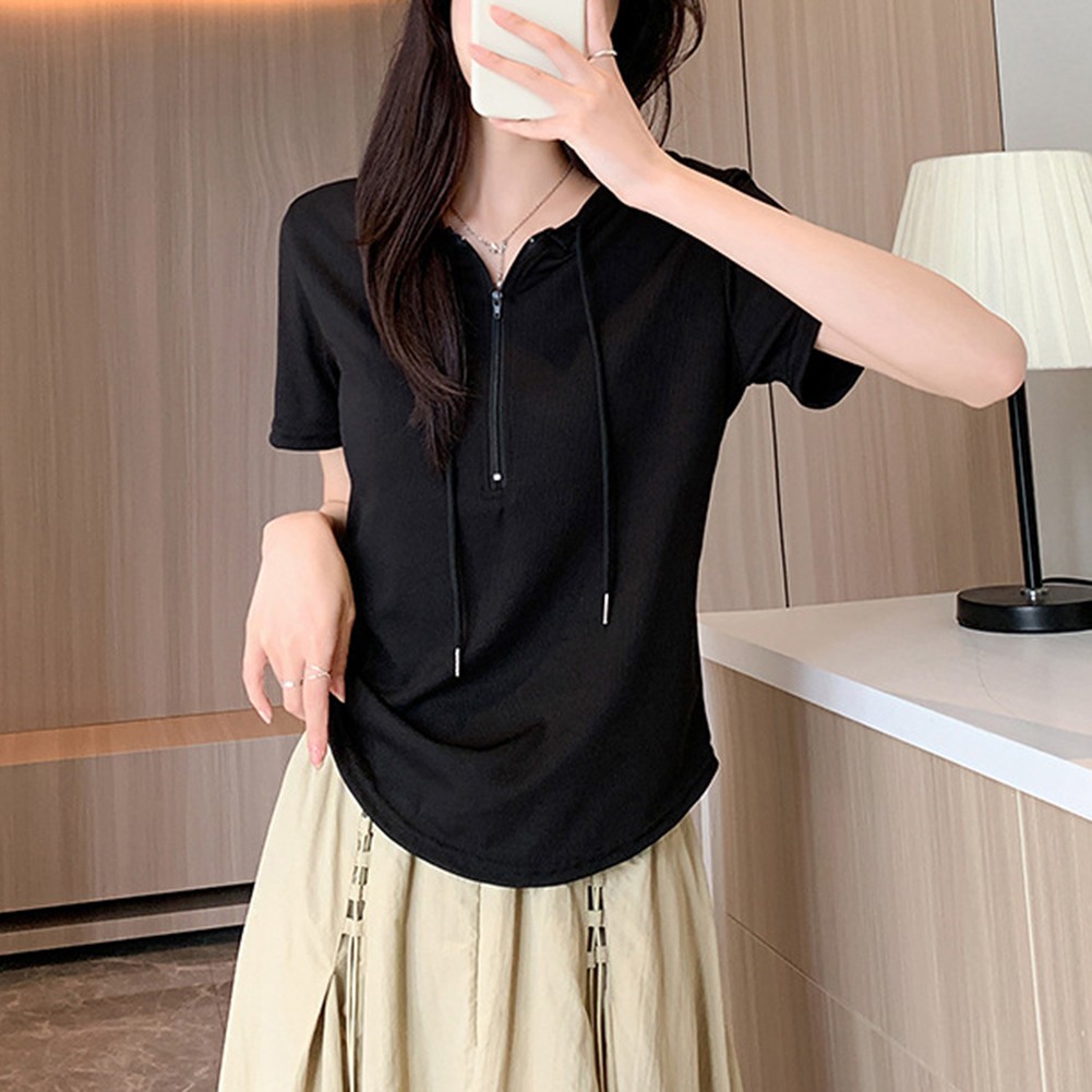 Bequemes Damen T-Shirt mit Kapuze und kurzen Ärmeln ideal für die ganze Saison - Picture 17 of 22