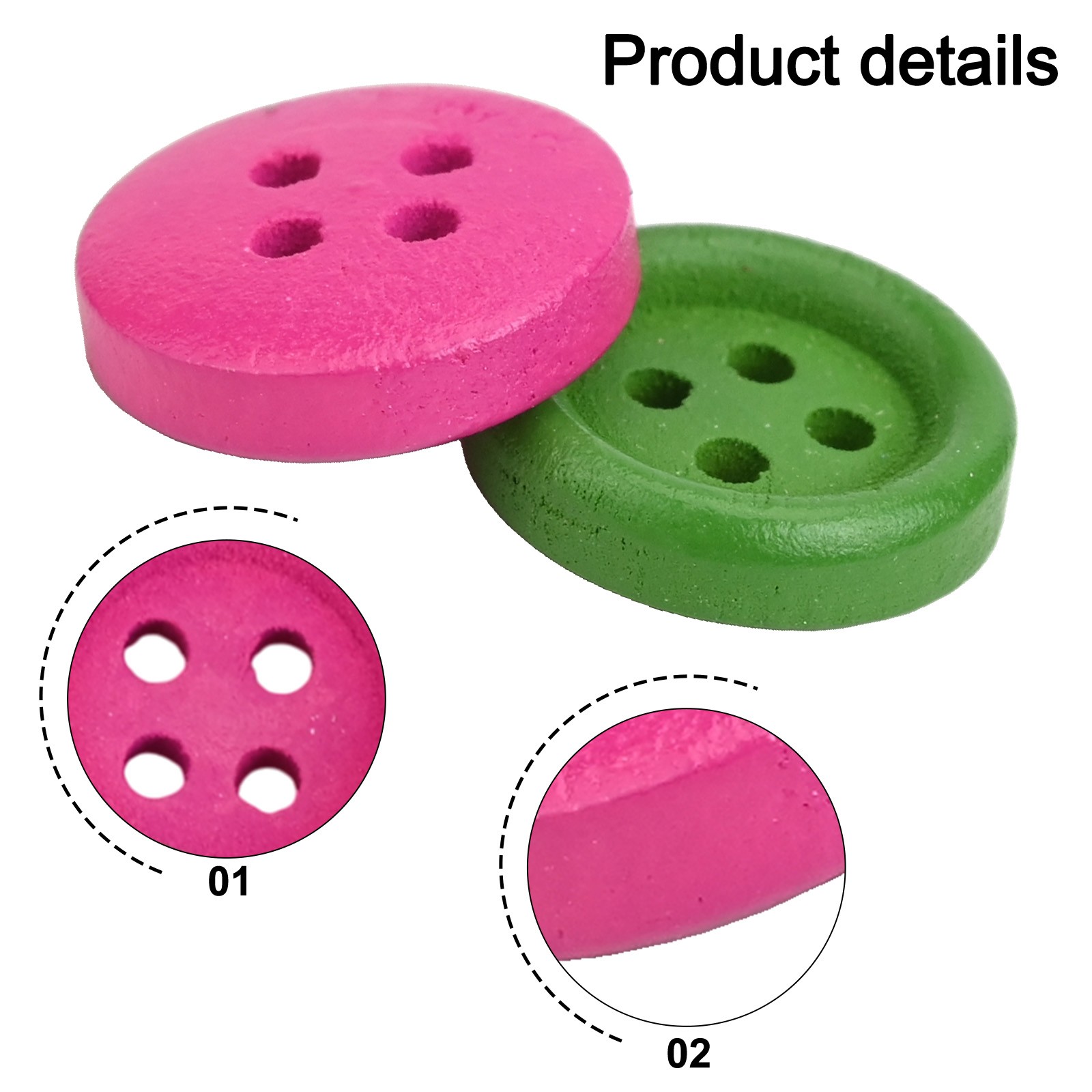 Buttons Set Sewing Craft 10pcs 12/15/20/25/30/40mm 4 Holes Buttons Sewing - Picture 44 of 50
