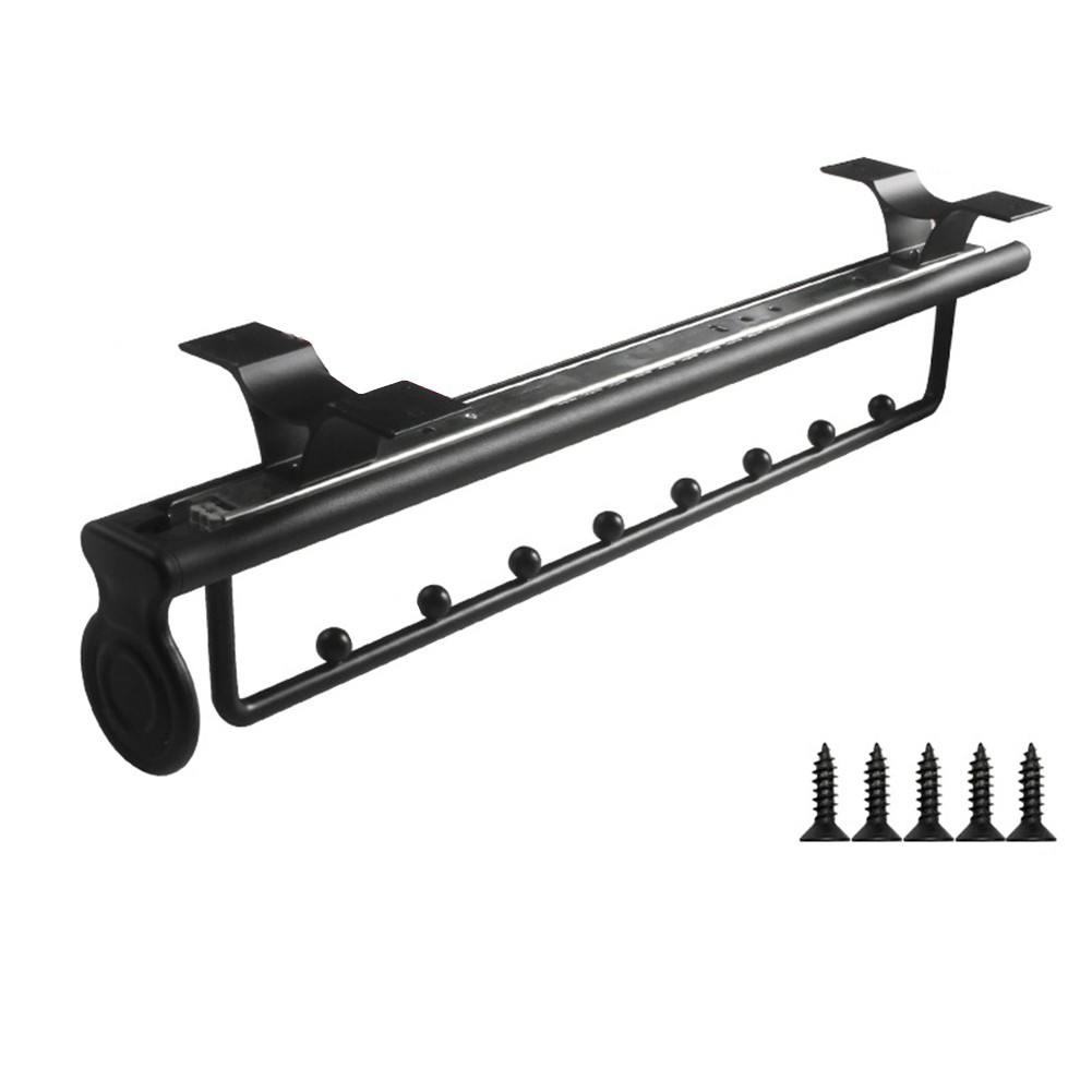 Stylish Black Hanger Rail with Mounting Screws for Maximizing Closet Space