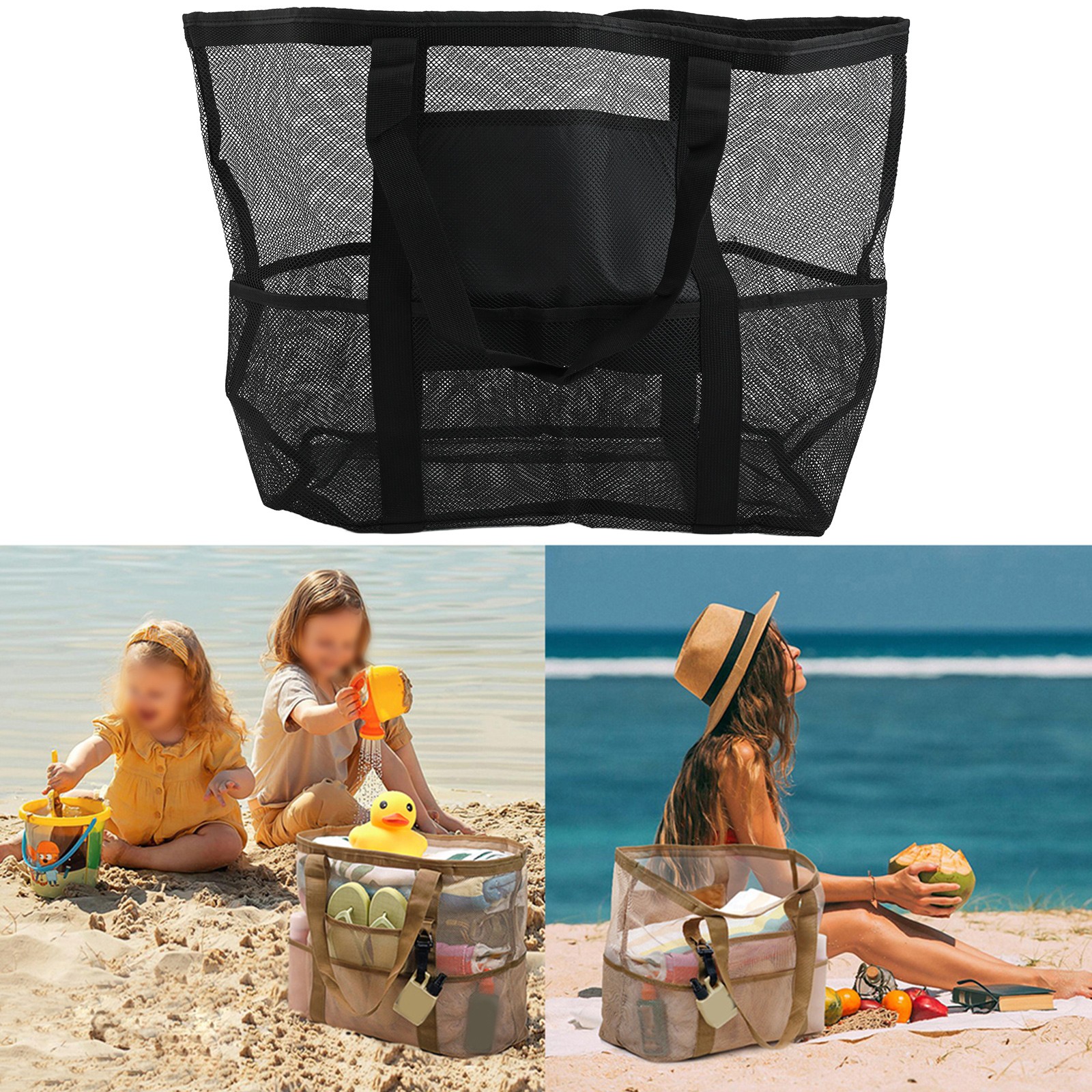 Sac fourre-tout élégant en maille pour voyages à la plage officiel dispose de plusieur