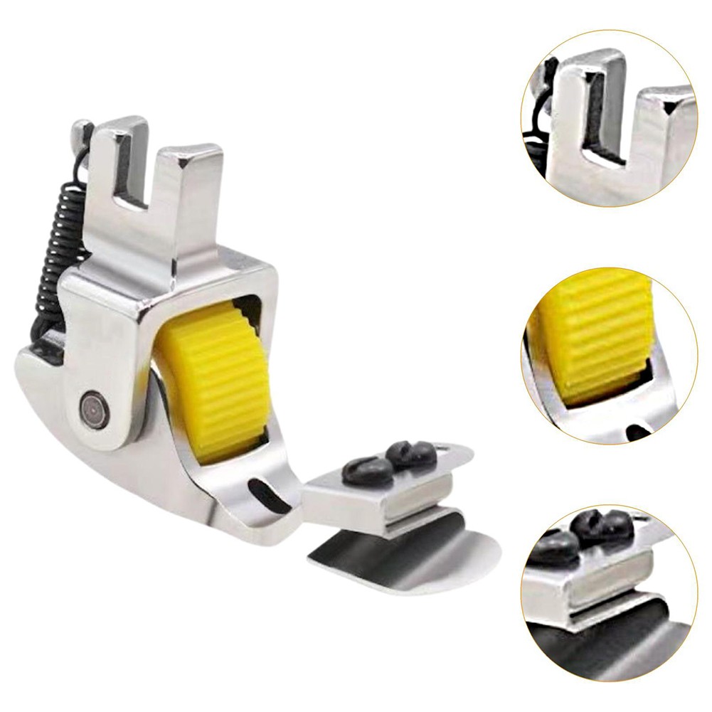 Adjustable Width Downward Folding Hemming Curling Presser Foot for T351