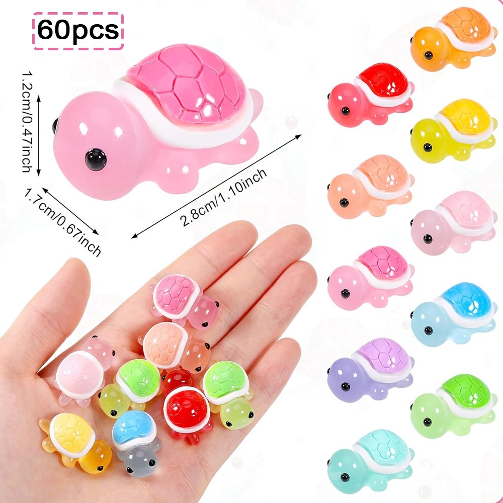 60 Mini-Schildkröten Aus Harz, Je 2 Cm – Grün, Für Deko, Aquarium, Garten & DIY-Basteln