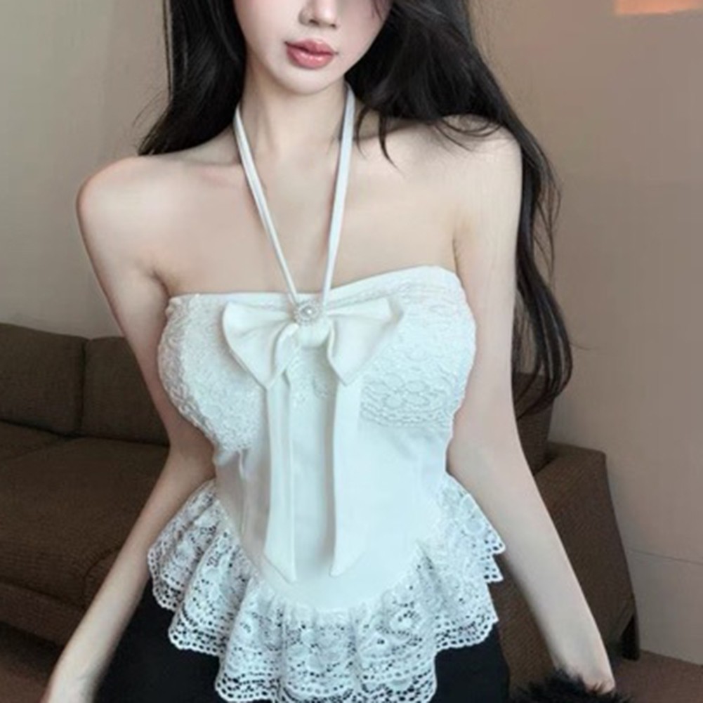Bowknot Lace Top Brand New For Clubbing Regular Length Sleeveless Design - Picture 15 of 18