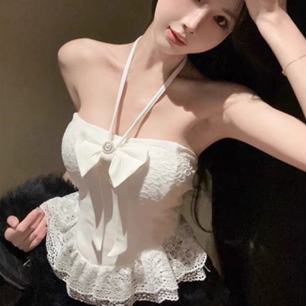 Bowknot Lace Top Brand New For Clubbing Regular Length Sleeveless Design - Picture 16 of 18