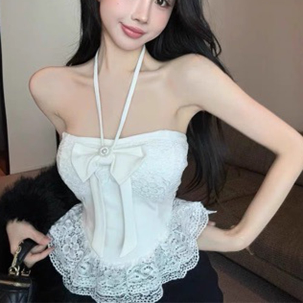 Bowknot Lace Top Brand New For Clubbing Regular Length Sleeveless Design - Picture 17 of 18