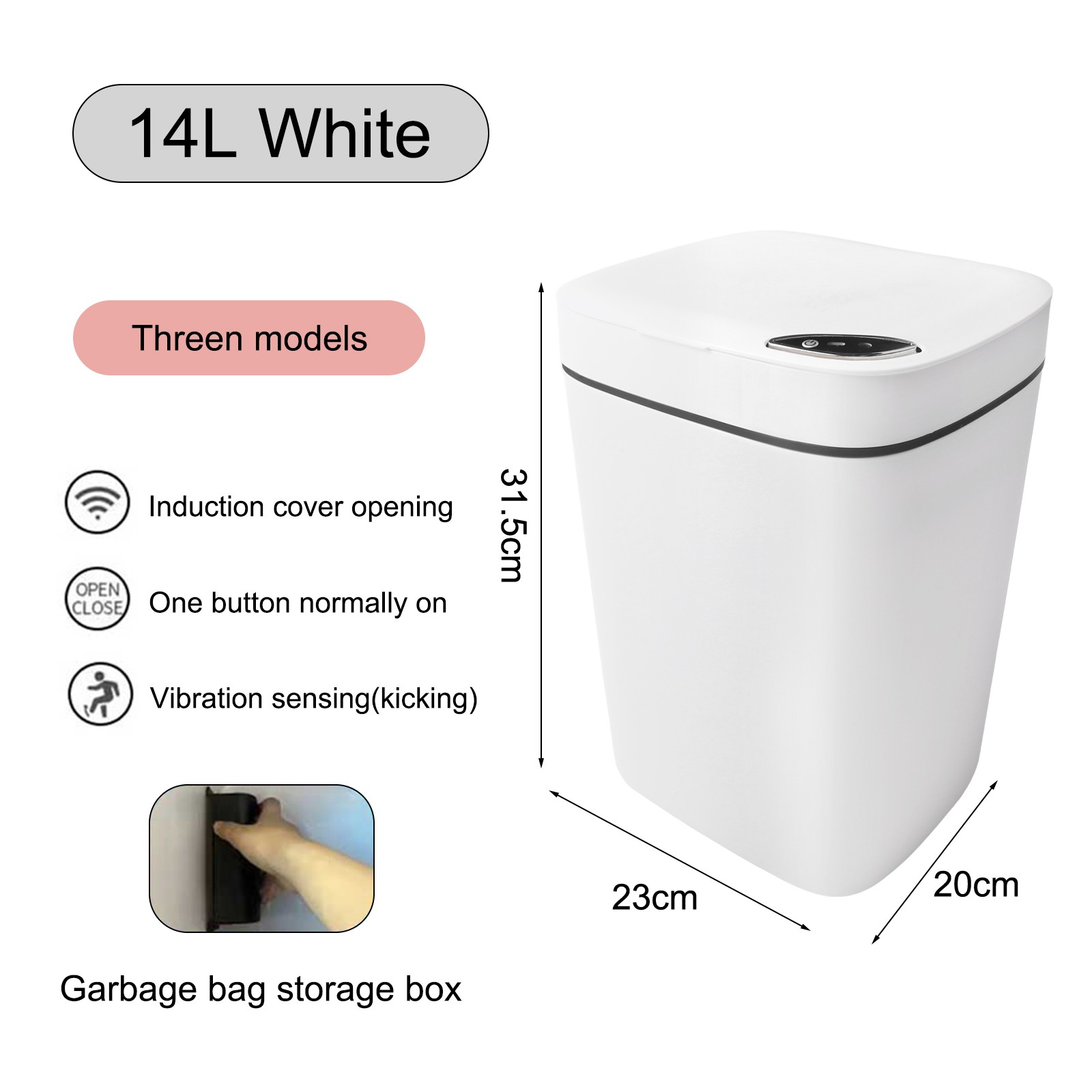 Sleek 14L Sensor Trash Can with Touch Control Panel for Easy Operation - Picture 14 of 35