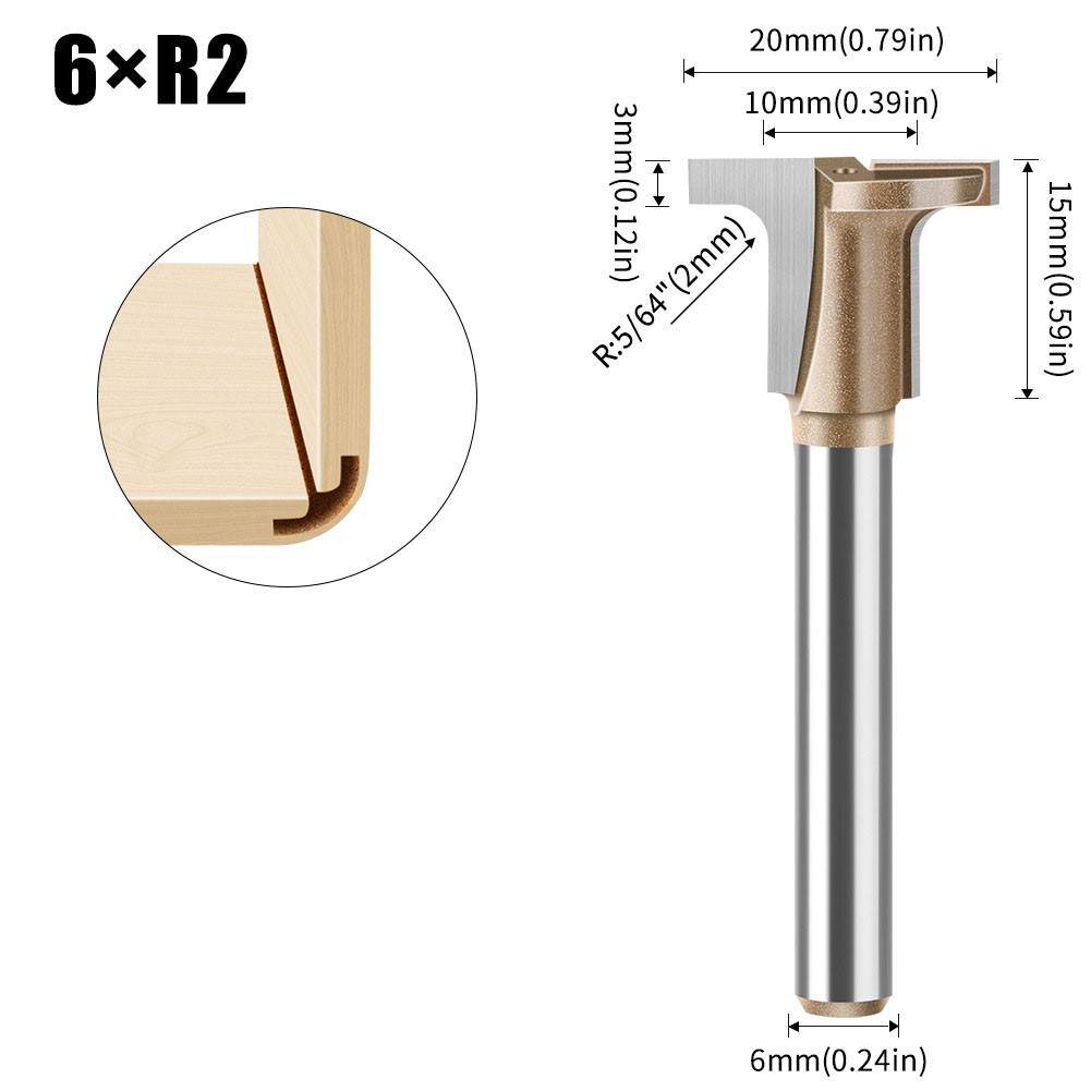 R2 Router Bits for Woodworking and Cabinet Making with 1/4 6mm 8mm Shank