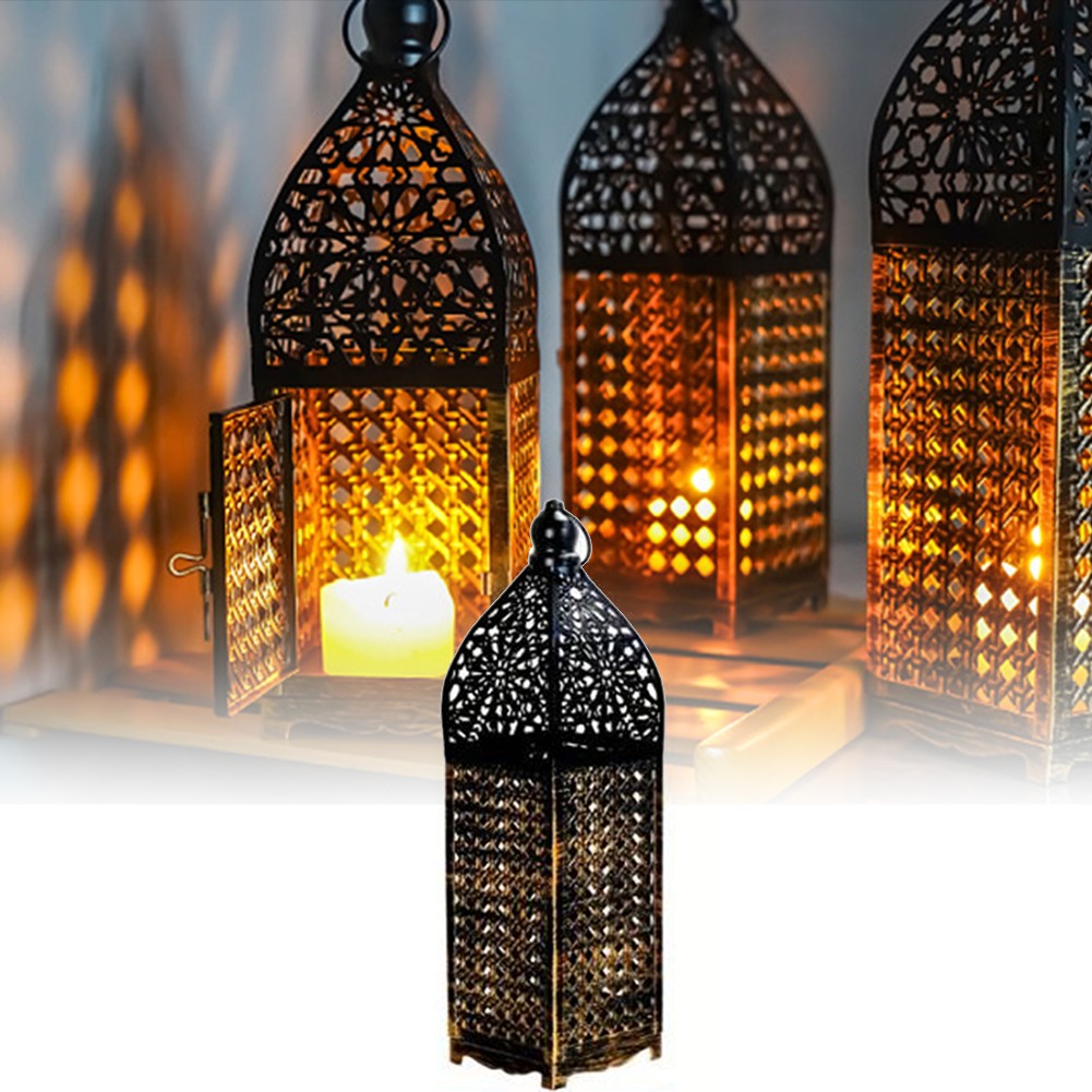 Wrought Iron Lantern Eye Catching Candle Holder for Various Decor Styles - Picture 18 of 26
