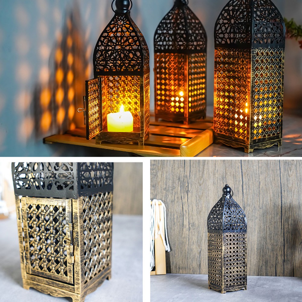Wrought Iron Lantern Eye Catching Candle Holder for Various Decor Styles - Picture 24 of 26