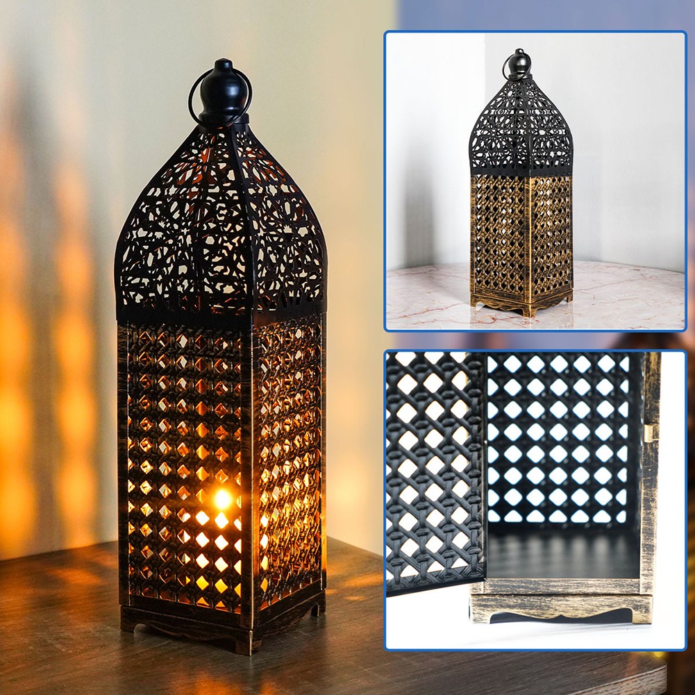 Wrought Iron Lantern Eye Catching Candle Holder for Various Decor Styles - Picture 17 of 26