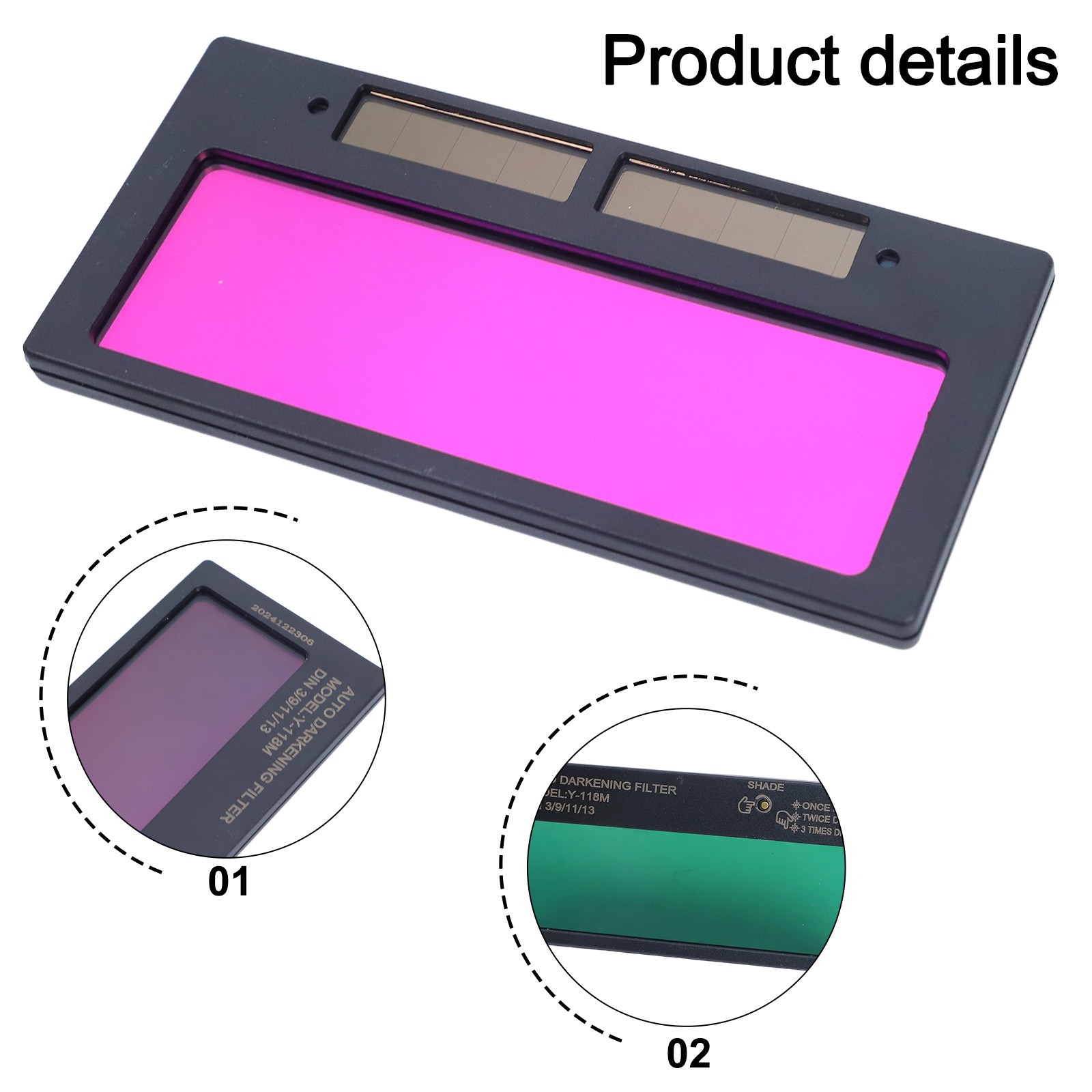 Solar Automatic Dimming Lens for Welding with Adjustable Darkness Levels