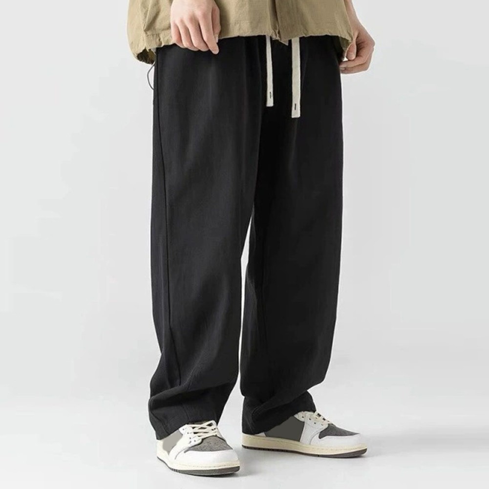 Pantalones drapeados de color liso para hombre ideales para actividades al aire libre y eventos - Imagen 13 de 27
