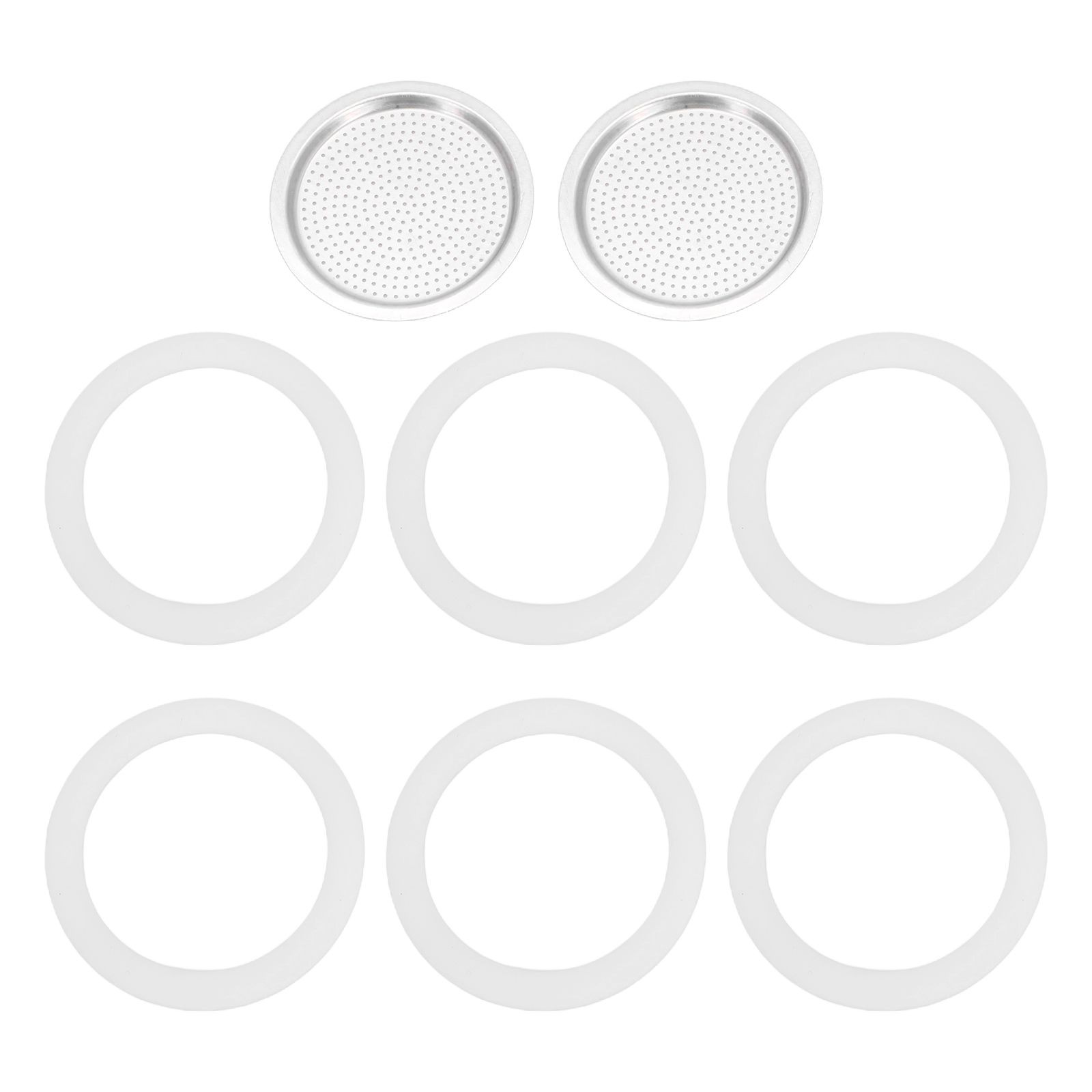 Replacement Filter Set for Espresso Maker Moka Pots Includes 2 Filters 6 Seals