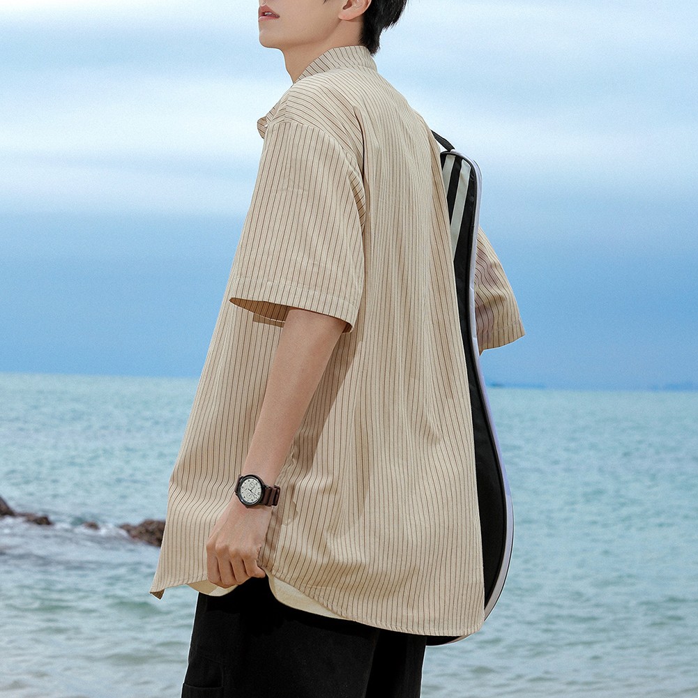 Mens Relaxed Fit Summer Stripe Top with Short Sleeves Perfect for Daily Use - Picture 24 of 31