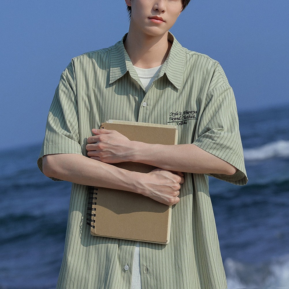 Mens Relaxed Fit Summer Stripe Top with Short Sleeves Perfect for Daily Use - Picture 28 of 31