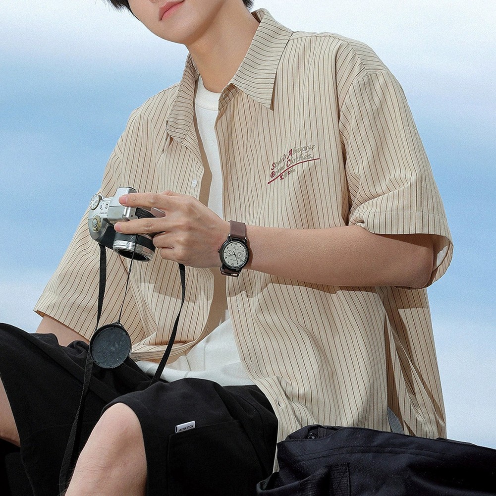 Mens Relaxed Fit Summer Stripe Top with Short Sleeves Perfect for Daily Use - Picture 22 of 31