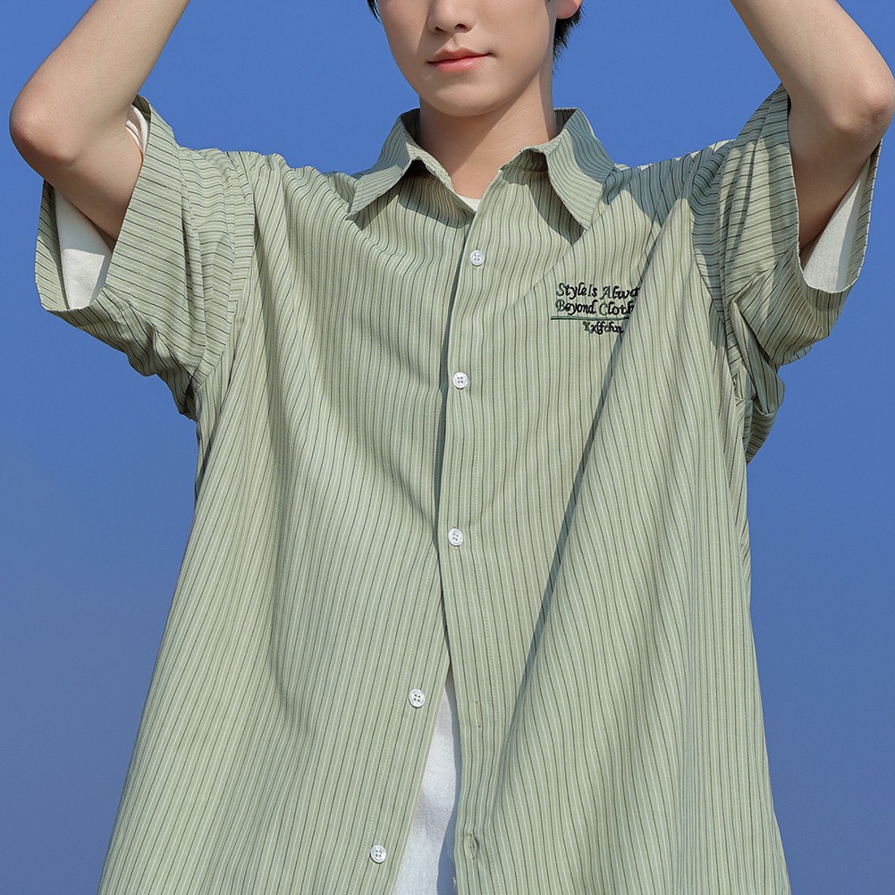 Mens Relaxed Fit Summer Stripe Top with Short Sleeves Perfect for Daily Use - Picture 31 of 31