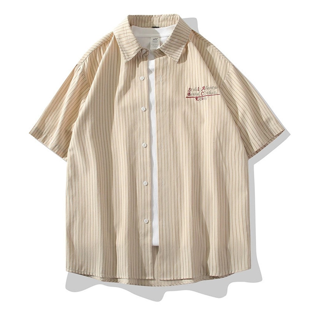 Mens Relaxed Fit Summer Stripe Top with Short Sleeves Perfect for Daily Use - Picture 20 of 31