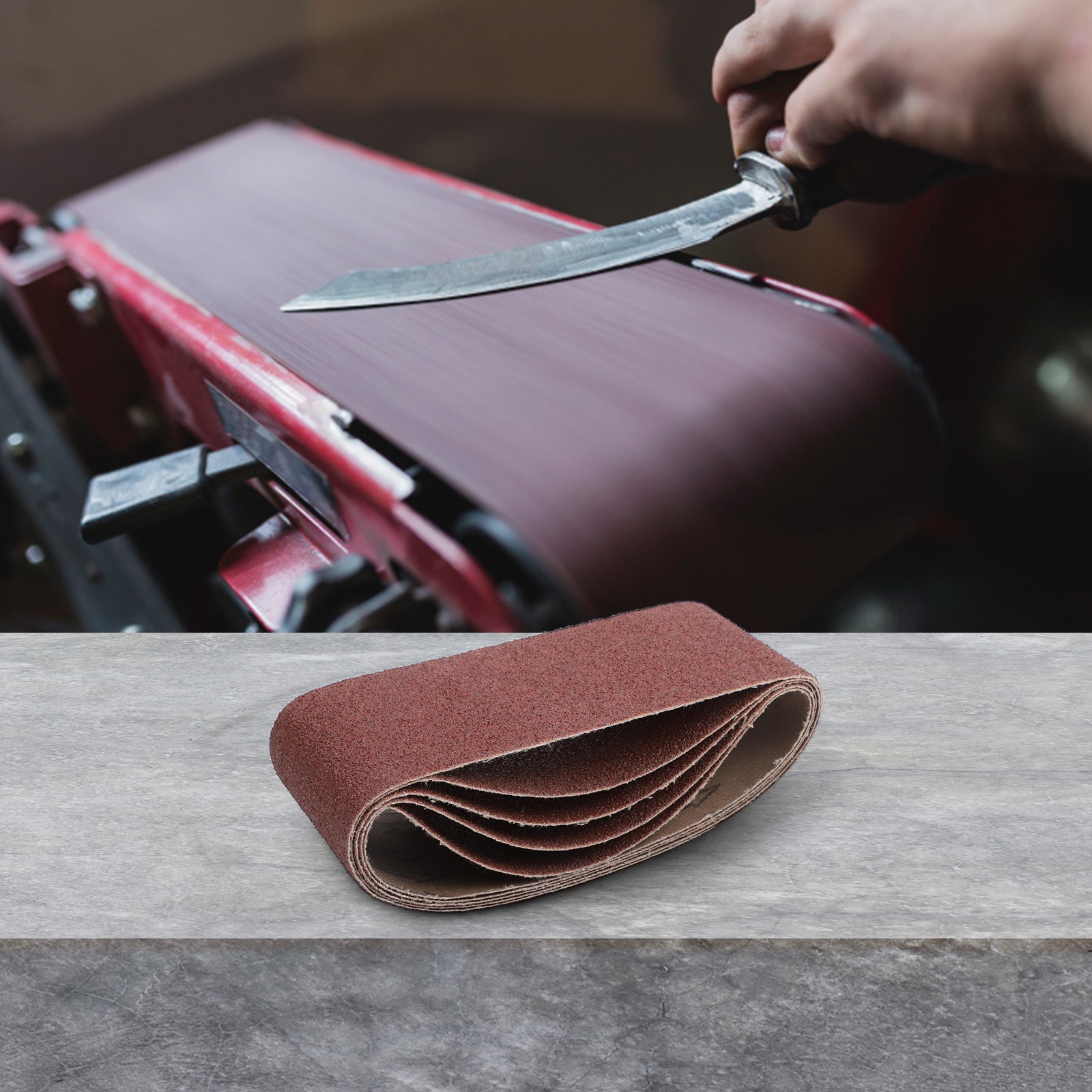 Juego de cinturones de papel de lijar con material de óxido de aluminio tamaño 75x457 mm paquete de cinco - Imagen 27 de 62