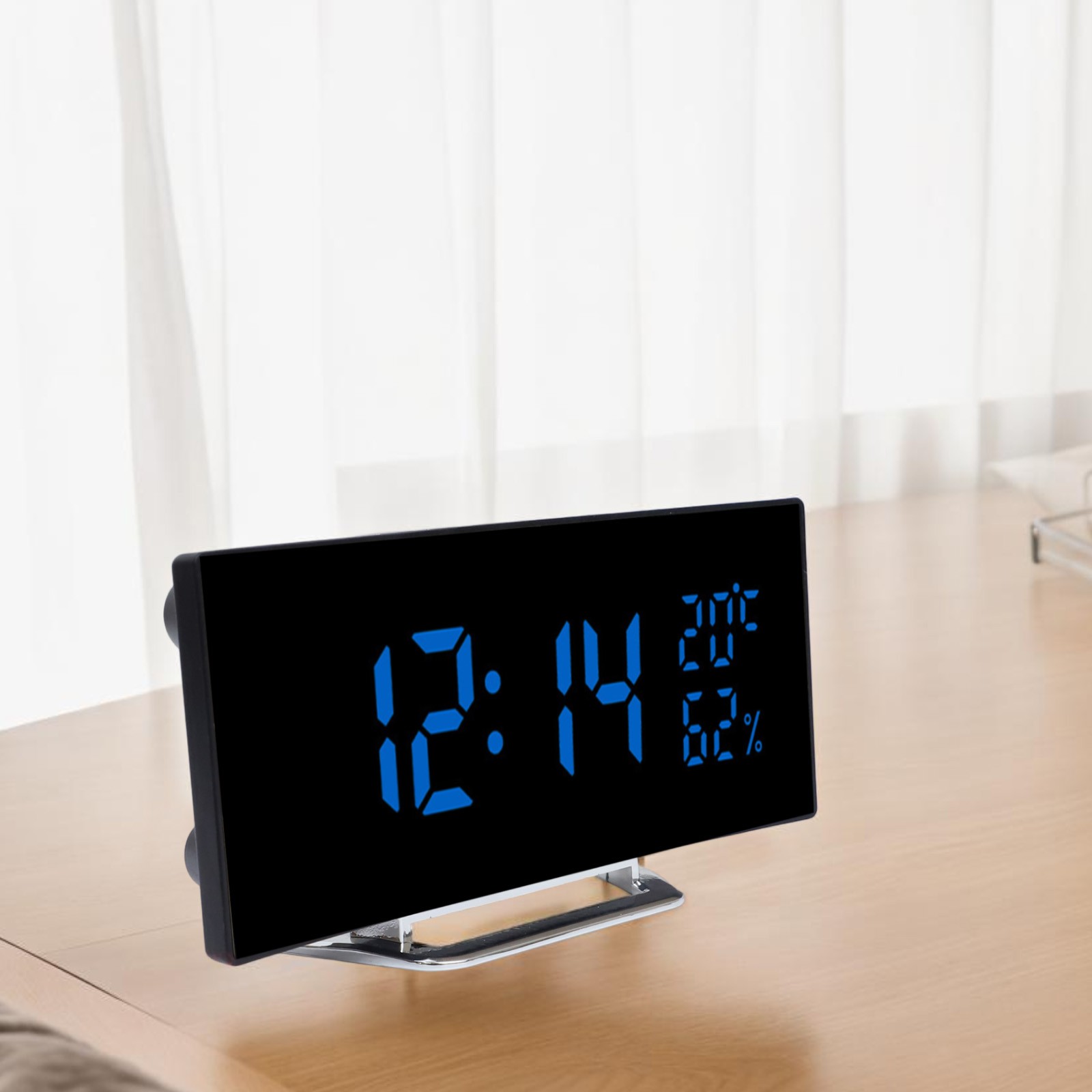 Reloj Digital Diseño Curvo con Espejo Alarma Temperatura y Humedad - Imagen 30 de 35