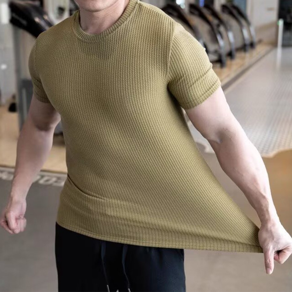 Herren Jacquard Kurzarm T-Shirt Rundhals Freizeit Oberteil für Streetwear Mode - Bild 16 von 28