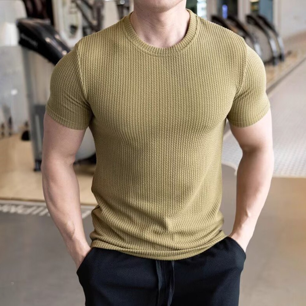 Herren Jacquard Kurzarm T-Shirt Rundhals Freizeit Oberteil für Streetwear Mode - Bild 15 von 28
