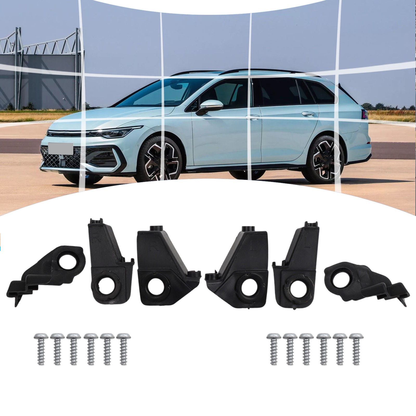 thumbnail image 2 of Pair Left Right Headlight Bracket Repair Kit Mount Clip For BMW 5 2 of 12