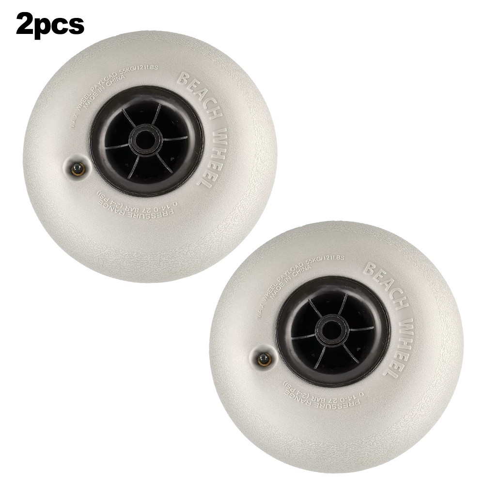 Roues Gonflables PVC Pour Chariot Plage/kayak - Lot De 2 - 205x115 Mm - Diam. Axe 12,5 Mm - 9