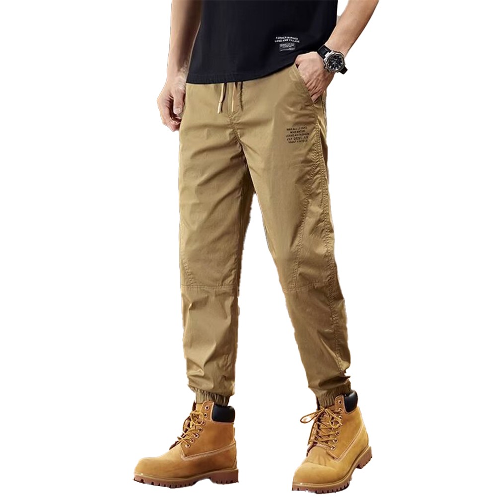 Men's Straight Cut Harem Pants with Pockets for Casual Wear and Exercise