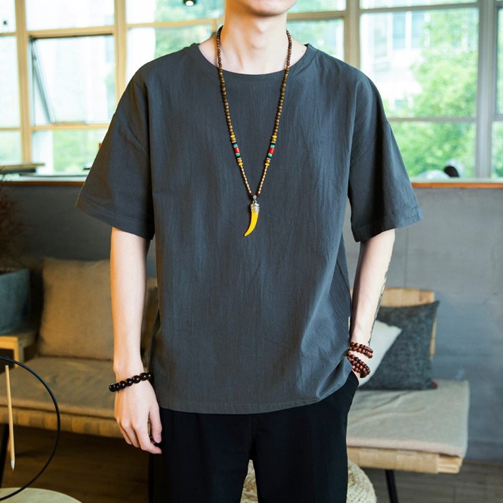 Relaxed Fit Men's Casual Blouse Tee with Comfortable Sleeves and Neckline - Picture 19 of 20