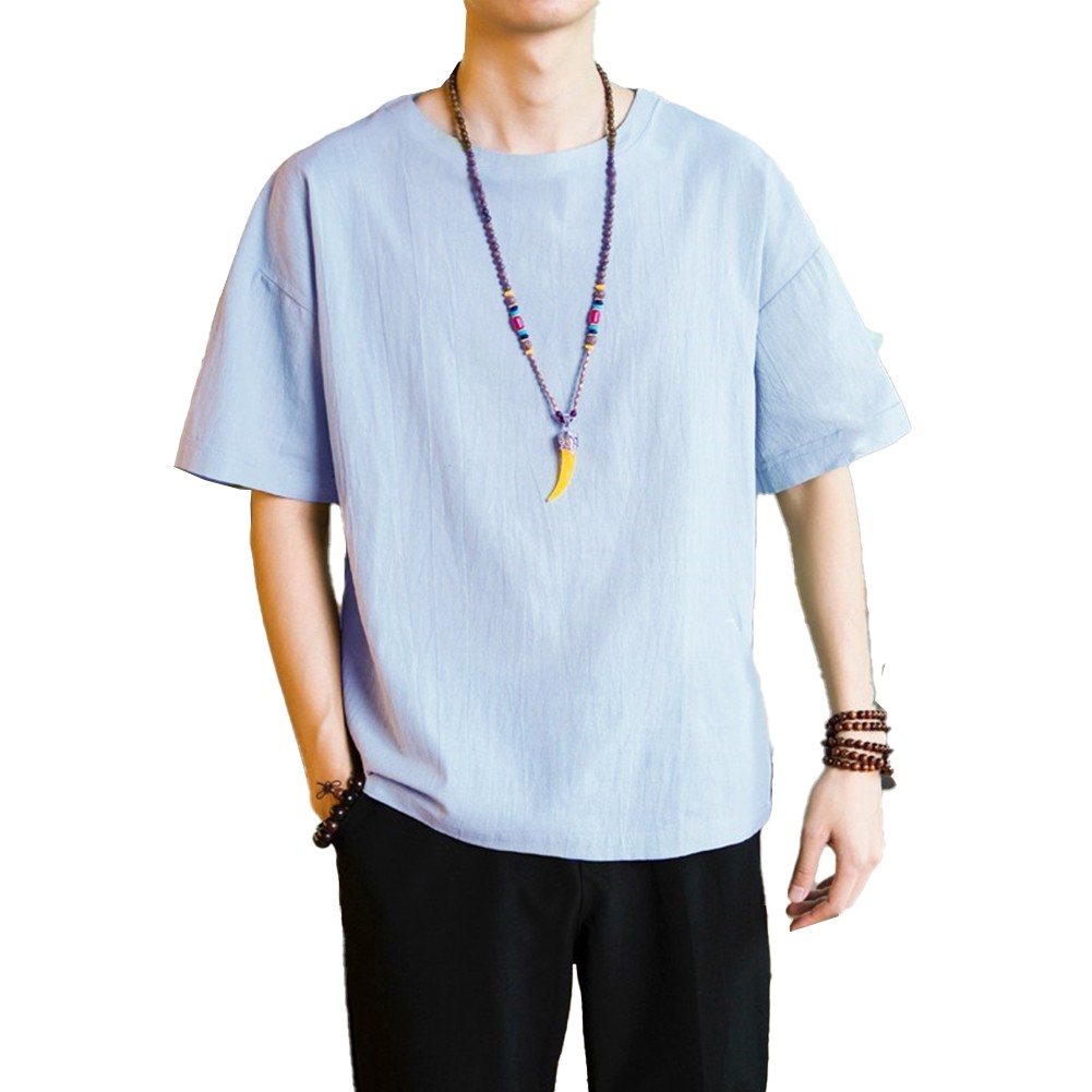 Relaxed Fit Men's Casual Blouse Tee with Comfortable Sleeves and Neckline - Picture 16 of 20