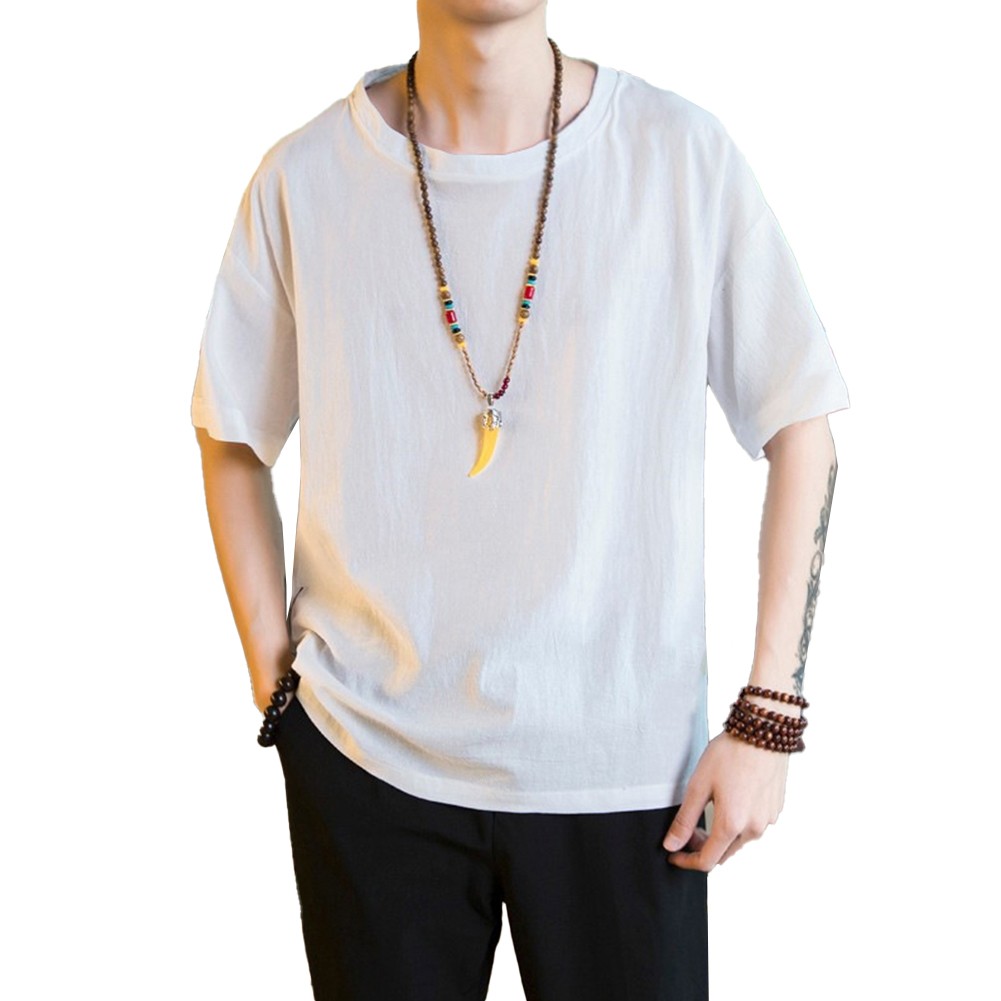 Relaxed Fit Men's Casual Blouse Tee with Comfortable Sleeves and Neckline - Picture 13 of 20