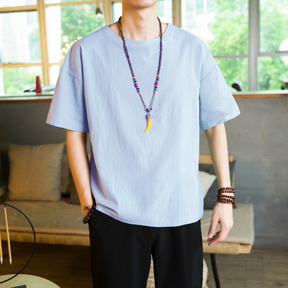 Relaxed Fit Men's Casual Blouse Tee with Comfortable Sleeves and Neckline - Picture 15 of 20