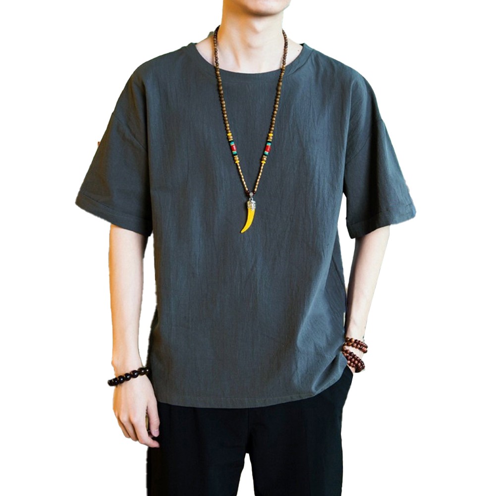 Relaxed Fit Men's Casual Blouse Tee with Comfortable Sleeves and Neckline - Picture 20 of 20