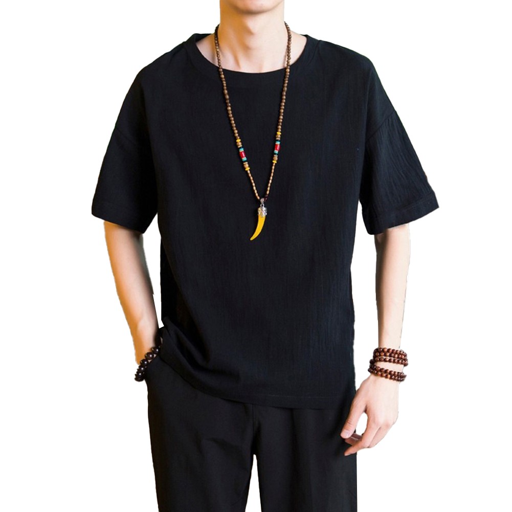Relaxed Fit Men's Casual Blouse Tee with Comfortable Sleeves and Neckline - Picture 11 of 20