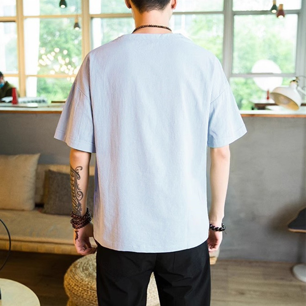 Relaxed Fit Men's Casual Blouse Tee with Comfortable Sleeves and Neckline - Picture 17 of 20