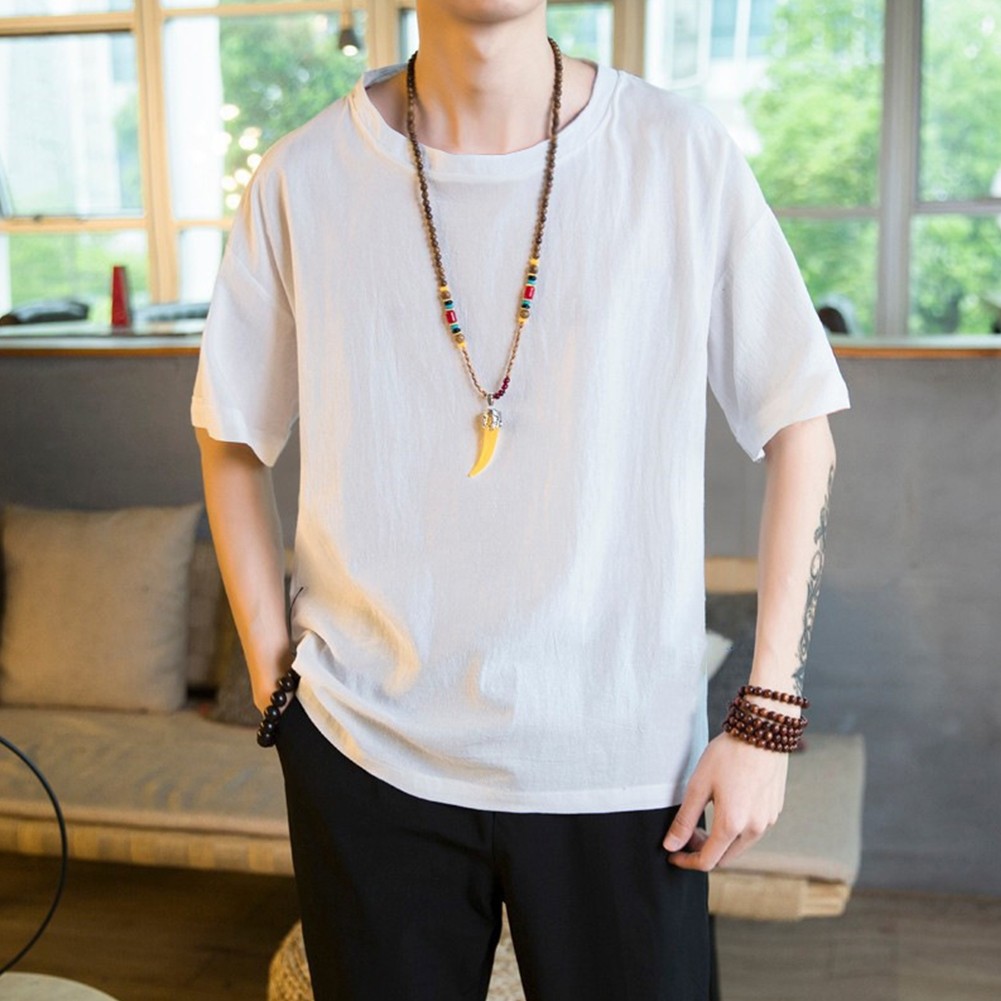 Relaxed Fit Men's Casual Blouse Tee with Comfortable Sleeves and Neckline - Picture 12 of 20