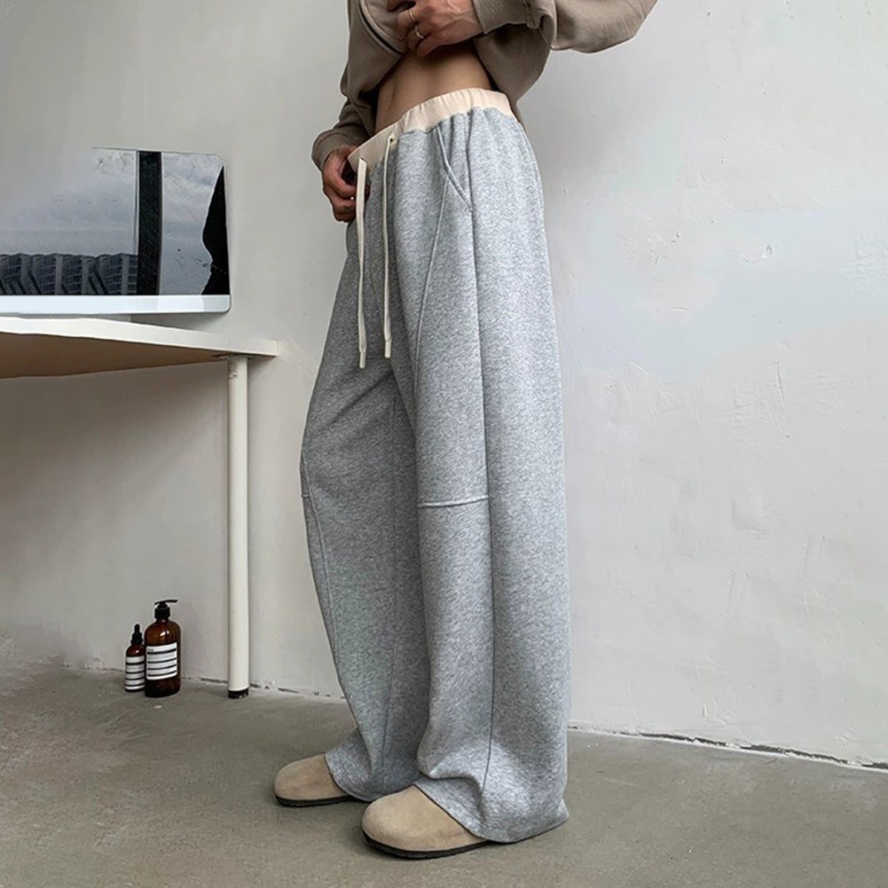 Lounge in Style Men's Loose Fit Straight Pants with Trendy Contrast Design