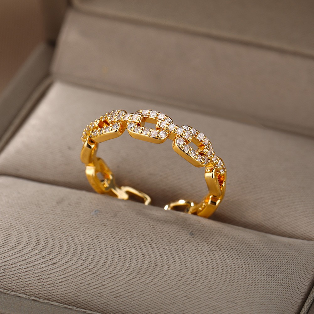 Unique Adjustable Zircon Ring with 18K Gold Plating Ideal for Everyday Wear - Picture 10 of 12